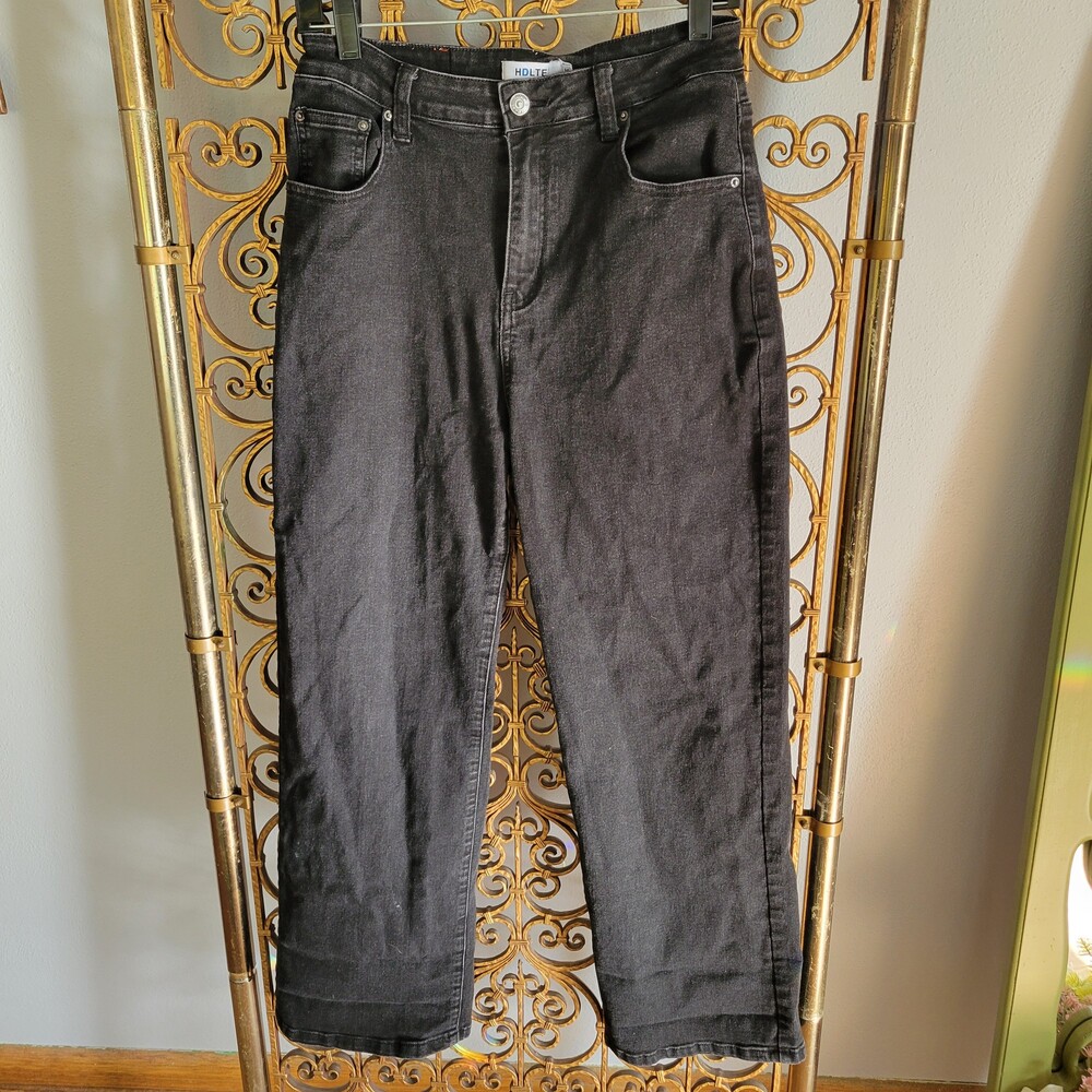 HDLTE Black Straight Relaxed Jeans Five-Pocket Denim